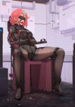  1girl absurdres ankle_cuffs arms_behind_back ball_gag bdsm blindfold blush bondage bound breasts gag goblin003 highres medium_breasts no_shoes pantyhose pyra_(xenoblade) red_hair restrained shibari short_hair sitting solo straitjacket swept_bangs tiara xenoblade_chronicles_(series) xenoblade_chronicles_2 