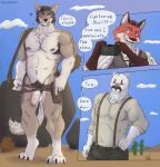  &lt;3 1900s abs absurd_res annoyed anthro balls belt biceps biped blush blush_lines bodily_fluids bottomwear brown_body brown_eyes brown_fur brown_hair brown_tail bulge cactus camera canid canine canis clothed clothing comic cougar coyote day desert detailed_background dialogue digital_media_(artwork) digitigrade ear_blush echo_(series) echo_project embarrassed english_text erection exhibitionism felid feline fingers fluffy fluffy_chest fluffy_tail formal_wear fox fur genital_fluids genitals grey_body grey_fur group gun hair half-erect hand_on_hip handgun hi_res holding_camera holding_object holding_weapon holster holstered_pistol humanoid_genitalia humanoid_penis leaking_precum male mammal multicolored_body multicolored_fur murdoch_byrnes muscular muscular_anthro muscular_male muscular_thighs name_drop name_in_dialogue necktie nipples nude open_mouth orange_body orange_fur outdoor_nudity outside pants pawpads paws pecs penis photo photo_shoot photographer plant precum precum_string precum_through_clothing pubes public public_nudity ranged_weapon revolver rock rope saguaro samuel_ayers scar sheriff shirt sky smile speech_bubble spicyfish157 standing suspenders tail tail_motion tailwag tan_balls tan_body tan_fur tan_penis teeth text the_smoke_room throbbing_penis topwear trio tuft tufted_fur twitching vein veiny_penis vest weapon wet wet_clothing white_body white_fur william_adler 