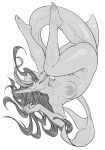  5_toes anthro barefoot black_and_white breasts caroline_(dudebryan) feet female fish floating_hair hair hi_res long_hair marine monochrome nude plantigrade shark silgiriya_mantsugosi solo toes 