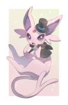  2_toes black_clothing black_hat black_headwear black_nose blush blush_lines clothing colored digital_media_(artwork) digital_painting_(artwork) eeveelution espeon feet feral forked_tail fur fur_tuft generation_2_pokemon glistening glistening_eyes hat headgear headwear hi_res looking_at_viewer nintendo nullma open_mouth pink_body pink_ears pink_fur pink_paws pink_tail pink_tongue pokemon pokemon_(species) purple_eyes quadruped red_gem shadow sharp_teeth signature simple_background solo tail teeth toes tongue top_hat tuft unusual_anatomy unusual_tail white_background 