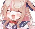  1girl blonde_hair blue_sailor_collar blush choker commentary fang heart long_hair makaino_ririmu makaino_ririmu_(4th_costume) multicolored_hair nijisanji pink_hair pointy_ears red_choker sailor_collar solo streaked_hair swept_bangs two_side_up ukiko_ruu virtual_youtuber 