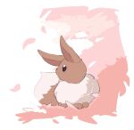  animal_focus border brown_eyes commentary eevee english_commentary flower full_body highres looking_to_the_side mixed-language_commentary neck_fur no_humans petals pink_flower pokemon pokemon_(creature) profile sitting sketch solo takashi_(pixiv_80298118) white_border 