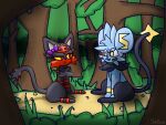  duo female feral forest generation_4_pokemon generation_7_pokemon hi_res litten male nintendo plant pokemon pokemon_(species) shinx tree 