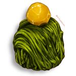  artist_name food food_focus highres mitomaton mont_blanc_(food) no_humans original realistic simple_background still_life twitter_username white_background 