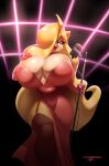  activision anthro bandicoot big_breasts bigdad blonde_hair breasts cleavage clothed clothing crash_bandicoot_(series) curvy_figure dress female hair hand_on_breast hi_res mammal marsupial microphone solo tawna_bandicoot unknown_artist 