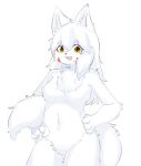  anthro blush breasts butt canid canine canis canxue canxue_(character) female fingers fox fur hair hi_res holyhorizon kemono long_hair mammal medium_breasts nude pawpads portrait smile solo tail 