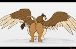  avian beak belly big_belly butt diego_(thatgryphonguy) feral gryphon hi_res hybrid looking_back male mythological_avian mythology quadruped raised_tail solo spread_wings tail thatgryphonguy thick_thighs wings 