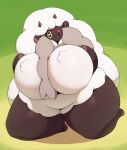  absurd_res anthro big_breasts black_body black_eyes blush breasts female fur generation_8_pokemon hi_res horizontal_pupils horn huge_breasts huge_thighs hyper hyper_breasts kkoart kneeling looking_at_viewer nintendo open_mouth pokemon pokemon_(species) pupils solo thick_thighs white_body white_fur white_pupils white_wool wool_(fur) wooloo yellow_sclera 