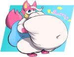  aliembruh anthro belly belly_grab belly_overhang belly_squish big_belly big_butt biped blue_background blue_bottomwear blue_clothing blue_sclera bottomwear butt bwomp clothed clothing deep_navel eeveelution fluffy fluffy_tail full-length_portrait generation_6_pokemon hair hi_res holding_belly huge_butt huge_hips huge_thighs hyper hyper_belly lidded_eyes lifting_belly looking_at_belly looking_down male moobs morbidly_obese morbidly_obese_anthro morbidly_obese_male navel nintendo obese obese_anthro obese_male overweight overweight_anthro overweight_male pink_body pink_hair pokemon pokemon_(species) portrait scarf simple_background solo sound_effects squish standing sylveon tail thick_thighs three-quarter_view topless unavailable_at_source velvet_(atsuineko) white_body white_eyes yellow_scarf 