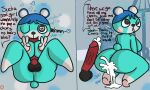  &lt;3 &lt;3_eyes after_sex ahegao animal_crossing anthro bear bluebear_(animal_crossing) bodily_fluids breast_play breasts canid canine canis cherry_(animal_crossing) crouching cum cum_drip cum_in_pussy cum_inside disembodied_penis domestic_dog double_v_sign dripping duo erection eye_roll female genital_fluids genitals gesture hi_res intersex intersex/female klutzatdusk looking_pleasured lying male mammal nintendo offscreen_character on_back oral penis sex titfuck tongue tongue_out v_sign 