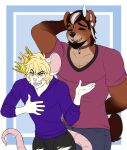  anthro argument bear clothed clothing crown duo fin_la_fleur headgear hi_res highlights_(coloring) hyperiontrash male male/male mammal mouse murid murine rayce rodent yelling 