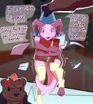 absurd_res angry anthro bear biped brown_body brown_fur clothed clothing cross-popping_vein dialogue duo english_text female fur hi_res jarnqk kobold lya_(jarnqk) male mammal pink_body scout_(team_fortress_2) speech_bubble team_fortress_2 text valve 