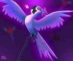  avian beak bird blue_macaw blue_sky_studios chain chained feathers female flying jewel_(rio) open_beak open_mouth rio_(series) singing solo starmoisas tail_feathers 