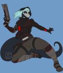  absurd_res anthro cybernetic_arm cybernetic_limb cybernetics cyborg famousartpotato girly gun handgun hi_res knife machine male pistol punk ranged_weapon reptile revolver scalie shadowrun shaved_sides snake solo tactical_gear tail thick_tail thick_thighs weapon wrist_computer xiro_decobray 
