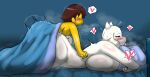  ambiguous_penetration anthro bed blush bovid breasts brown_hair caprine duo enigi09 female frisk_(undertale) fur furniture goat hair hi_res horn human male male/female mammal nude on_bed open_mouth penetration sex tongue tongue_out toriel undertale undertale_(series) white_body white_fur 