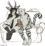  2016 anthro antlers black_hair black_nose black_stripes brown_eyes cervine container cookie cookie_jar deer duo eye_scar facial_scar felid feline food fur furniture furry grey_body grey_fur hair hi_res horn jar male male/male mammal markings mike- neck_tuft nude nude_anthro nude_male orange_eyes pantherine paws plantigrade ra&#039;deer safe_nudity scar sketch sofa striped_markings striped_tail stripes tail tail_markings tiger tuft white_body white_fur 