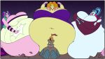  2023 absurd_res adagio_dazzle_(eg) aria_blaze belly belly_slap big_belly big_breasts breasts brewheardt destruction equestria_girls expansion hasbro hi_res macro my_little_pony overweight school slap sonata_dusk_(eg) the_dazzlings 