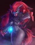  absurd_res anthro breasts canid canine claws female fur generation_5_pokemon hair hi_res huge_filesize knoxisnotdead looking_at_viewer mammal nintendo nude pokemon pokemon_(species) solo tongue zoroark 