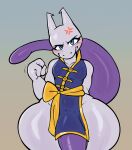  absurd_res anthro asian_clothing big_penis blue_eyes blush chinese_clothing clothing cross-popping_vein east_asian_clothing fist generation_1_pokemon genitals hi_res huge_hips huge_thighs legendary_pokemon looking_at_viewer male martial_arts_style_mewtwo mewtwo multicolored_body nintendo penis pokemon pokemon_(species) solo thick_thighs two_tone_body virito wide_hips 