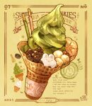  2021 artist_name commentary cookie english_commentary english_text food food_focus food_request green_background heart highres ice_cream ice_cream_cone leaf marshmallow matcha_(food) nao_(bestrollever) no_humans original pocky rabbit stamp_mark star_(symbol) still_life tape whisk 