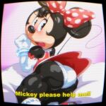 accessory angelauxes anthro big_butt bow_ribbon butt clothed clothing dialogue disney dress english_text female hair_accessory hair_bow hair_ribbon mammal minnie_mouse mouse murid murine panties raised_clothing raised_dress ribbons rodent solo text thick_thighs underwear 