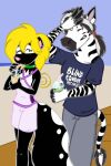  brain_freeze clothing container cup equid equine female jeremy_(tabbiewolf) male male/female mammal mephitid shirt skunk tabbiewolf thoe_(tabbiewolf) topwear zebra 