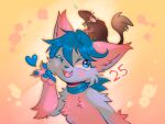  &lt;3 ambiguous_gender anthro arm_tuft bandanna bangs bani_(ezpups) blue_body blue_eyes blue_fur blue_hair blue_nose brown_body brown_fur clawed_fingers domestic_cat duo elbow_tuft ezpups facial_markings felid feline felis feral fluffy fur glistening glistening_eyes glistening_hair gloves_(marking) hair handpaw head_markings heart_(marking) kerchief mammal markings murid murine one_eye_closed open_mouth open_smile pawpads paws pink_body pink_fur pose prick_ears rat rodent smile tail tail_tuft tuft wink 