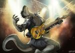 anthro biggoodwolf claws dinosaur electric_guitar eyes_closed guitar hi_res male musical_instrument playing_guitar playing_music plucked_string_instrument reptile rocco_(tallion) scalie solo spikes spikes_(anatomy) string_instrument tail theropod tyrannosaurid tyrannosaurus tyrannosaurus_rex 