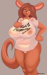  anthro big_breasts black_nose bottomless breasts brown_body brown_hair clothed clothing disney female genitals hair hi_res kanga kangaroo littlelamnstarr_(artist) looking_at_viewer macropod male mammal marsupial nipples pussy solo tail thick_thighs topwear topwear_only translucent translucent_clothing translucent_topwear vaginal winnie_the_pooh_(franchise) 