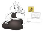  anthro beagle belly big_belly big_butt butt canid canine canis clothing controller domestic_dog dreamywolfdd female game_controller hi_res hunting_dog joycon_controller mammal nintendo nintendo_controller nintendo_switch open_mouth overweight overweight_anthro overweight_female roxy_(pongodecky) scent_hound solo tight_clothing 