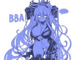  ... 1girl abyssal_ship aircraft_carrier_princess arms_up blue_theme bound bound_wrists breasts chain claws closed_mouth commentary_request hair_censor highres kantai_collection large_breasts long_hair looking_away one_side_up oso_(toolate) simple_background sketch solo spoken_ellipsis sweat torn_clothes very_long_hair 