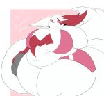  2021 anthro belly big_breasts biped bottomwear breasts castdraws claws clothing digital_media_(artwork) female generation_3_pokemon hi_res huge_breasts huge_thighs hyper hyper_hips hyper_thighs navel nintendo overweight overweight_anthro overweight_female pokemon pokemon_(species) simple_background solo thick_thighs topwear wide_hips zangoose zangoose_day 