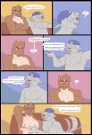  absurd_res anthro blush canid canine canis dialogue domestic_dog duncan_(naughty_cat) duo eli_(naughty_cat) facial_hair hair hair_over_eye hair_over_eyes hi_res male male/male mammal mastectomy_scar naughty_cat nipples one_eye_obstructed pecs pink_nipples pink_nose pit_bull scar shirtless shirtless_anthro shirtless_male speech_bubble tail tail_motion tailwag trans_(lore) trans_man_(lore) 