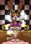  &lt;3 &lt;3_eyes after_sex ahegao anthro areola big_breasts black_areola black_nipples bodily_fluids breasts buckteeth checkered_background crossgender cum cum_in_pussy cum_inside cum_on_breasts duo ejaculation eyelashes eyeshadow female first_person_view five_nights_at_freddy&#039;s_vr:help_wanted fur genital_fluids genitals glitchtrap hi_res human lagomorph leporid lewdabis looking_pleasured makeup male male/female mammal navel nipples nude onomatopoeia open_mouth pattern_background penis purple_bow purple_eyes purple_eyeshadow rabbit saliva seam_(sewing) simple_background sound_effects stitch_(sewing) tan_body tan_fur teeth text thick_thighs tongue tongue_out wide_hips yellow_body yellow_fur 