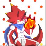  anthro bandai_namco betelgammamon blush codpiece digimon digimon_ghost_game fire hi_res horn ktn110564 male scalie solo yellow_eyes 