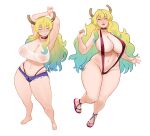  absurd_res animal_humanoid areola big_breasts bikini bottomwear breasts camel_toe cleavage clothed clothing cutoffs denim denim_clothing dragon dragon_humanoid female footwear genitals hair hi_res horn horned_humanoid hotpants huge_breasts humanoid long_hair miss_kobayashi&#039;s_dragon_maid nagainosfw navel nipples pussy quetzalcoatl_(dragon_maid) sandals shirt shorts skindentation sling_bikini solo swimwear tank_top thick_thighs thong topwear translucent translucent_clothing underwear wide_hips 