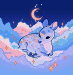  absurdres animal_focus blue_background cloud constellation crescent_moon deer dripping highres meyoco moon no_humans original sparkle 