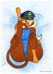  3_toes admiral_brickell anthro big_breasts bloons_tower_defense blue_clothing blue_eyes blue_one-piece_swimsuit blue_swimwear blush breasts brown_body brown_fur bustingmangos butt camel_toe clothed clothing digital_media_(artwork) eyelashes feet female fingers frown fur hair hand_on_leg hand_on_thigh haplorhine hat headgear headwear hi_res long_hair looking_away lying mammal monkey ninja_kiwi on_back one-piece_swimsuit one_eye_obstructed one_leg_up primate raised_leg solo spread_legs spreading swimwear tail thick_thighs toes wide_hips 
