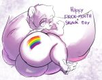  ambiguous_gender anthro big_butt bodypaint butt english_text lgbt_pride lying male mammal mephitid one_eye_closed painted_butt pepper_westerly pride_color_flag pride_colors rainbow_pride_colors saltyseaskunk short_stack skunk solo tail tail_pillow text wink 