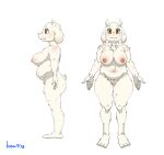  anthro big_breasts bovid breasts butt caprine clothing feet female fur genitals goat hi_res kouhaku773 mammal model_sheet mother nipples orange_eyes overweight parent purple_clothing pussy solo tail toriel undertale_(series) white_body white_fur 