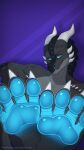  4_toes absurd_res against_surface aliscik anthro blue_eyes claws dragon feet foot_focus grey_body grey_scales hi_res horn looking_at_viewer male nude on_glass pupils scales scalie slit_pupils smile soles solo toe_claws toes xero_(captainscales) 