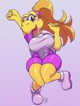  2023 anthro big_breasts big_butt breasts butt deathzera female hi_res humanoid koopa koopa_troopa koopie_koo mario_bros nintendo paper_mario paper_mario:_the_thousand_year_door reptile scalie short_stack simple_background solo tagme yellow_body 