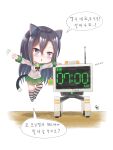  +++ 1girl alarm_clock animal_ears asymmetrical_legwear battery_indicator black_bow black_bowtie black_hair black_socks black_thighhighs blue_eyes blush bow bowtie cat_ears cat_tail chestnut_mouth chibi clock collar commentary_request digital_clock fairy_(girls&#039;_frontline) floating full_body girls&#039;_frontline green_sailor_collar green_skirt hair_between_eyes hand_rest highres kneehighs korean_commentary korean_text long_hair long_sleeves looking_at_viewer mini_person minigirl miniskirt no_shoes obsi open_mouth partial_commentary pleated_skirt sailor_collar school_uniform shirt simple_background single_kneehigh single_sock single_thighhigh skirt socks solo striped striped_thighhighs tail taunt_fairy_(girls&#039;_frontline) thighhighs timestamp training_drone_(girls&#039;_frontline) translation_request uneven_legwear waving wet wet_clothes white_background white_collar white_shirt white_socks white_thighhighs 