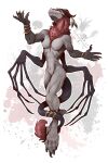  4_arms anthro barefoot breasts claws demon dragon feet female hi_res horn kredri multi_arm multi_limb nude paws simple_background solo tail toe_claws toes 