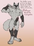  absurd_res anthro canid canine canis citrine_lion claws darkened_genitalia darkened_penis death_(puss_in_boots) erection fangs foreskin genitals hi_res leg_wrap male mammal muscular muscular_male nipples penis red_eyes solo teeth wolf wristband 