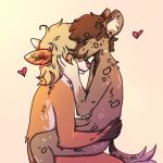  &lt;3 1:1 anthro anthro_on_anthro blep blonde_hair brown_body brown_ears brown_fur brown_hair duo eyes_closed fur hair hand_on_face hi_res lionfloof male male/male mouth_closed nude on_lap orange_body orange_ears orange_fur side_view simple_background sitting_on_lap tongue tongue_out white_body white_fur 