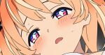  +_+ 1girl 3d blender_(medium) blonde_hair blush bright_pupils cel_shading cropped english_commentary half-closed_eyes looking_at_viewer medium_hair mixed-language_commentary multicolored_eyes multicolored_hair open_mouth orange_hair paid_reward_available pink_eyes portrait purple_eyes rinne_(rinrinne) rinrinne rinrinne39_(artist) short_twintails sick solo streaked_hair sweat twintails virtual_youtuber white_pupils 