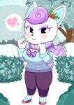  &lt;3 absurd_res animal_crossing anthro blush breasts cleavage cleavage_cutout clothed clothing deer diana_(animal_crossing) female hi_res holly_(plant) hooves looking_at_viewer mammal nintendo onibi plant scarf snow solo wide_hips 