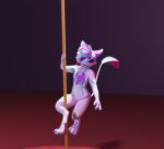  3d_(artwork) anthro avali avali_(original) avian blender_(software) clothed clothing dancing digital_media_(artwork) girly hi_res kita&#039;vali kitavali male panties pole pole_between_legs pole_dancing pose snowie1_(artist) solo stripper stripper_pole topless underwear zane_(avali) 