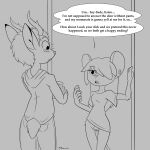  absurd_res anthro blush bottomless clothed clothing deer dialogue duo female genitals hi_res lumi_(magra) magra_(artist) male male/female mammal murid murine partially_clothed public public_nudity rat rodent seb_(viero) 